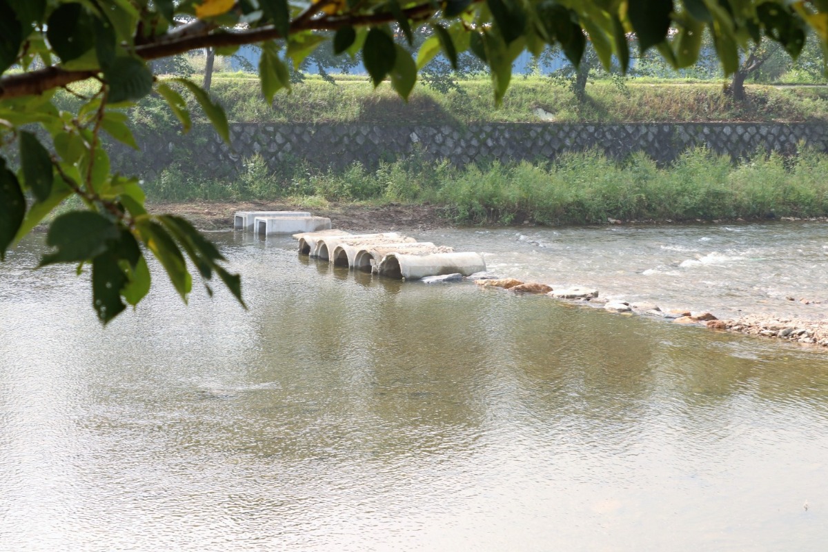 눌노천을 가로지르는 징검다리 전경