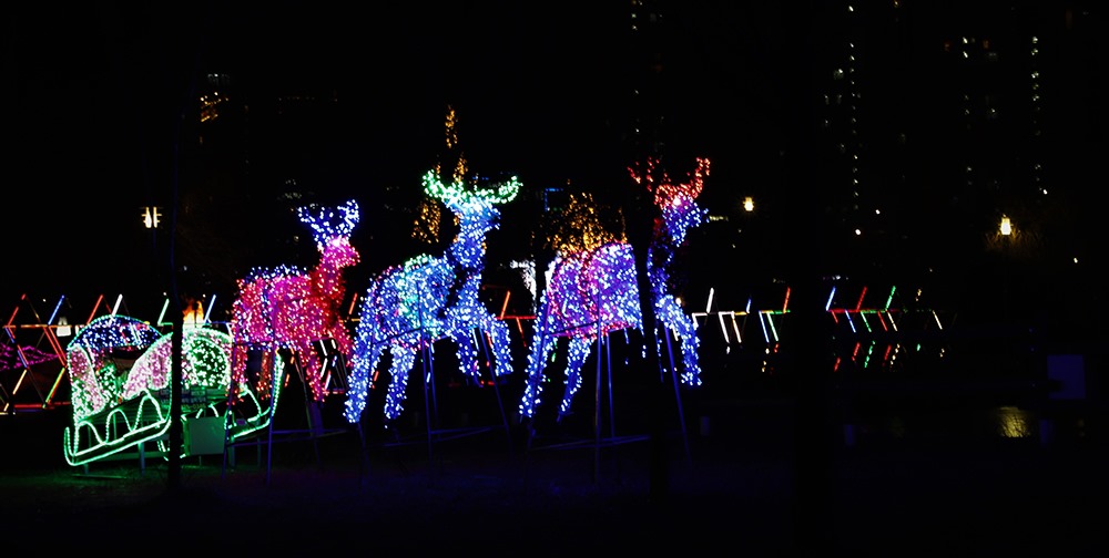 가족 존에 설치된 루돌프와 산타 썰매