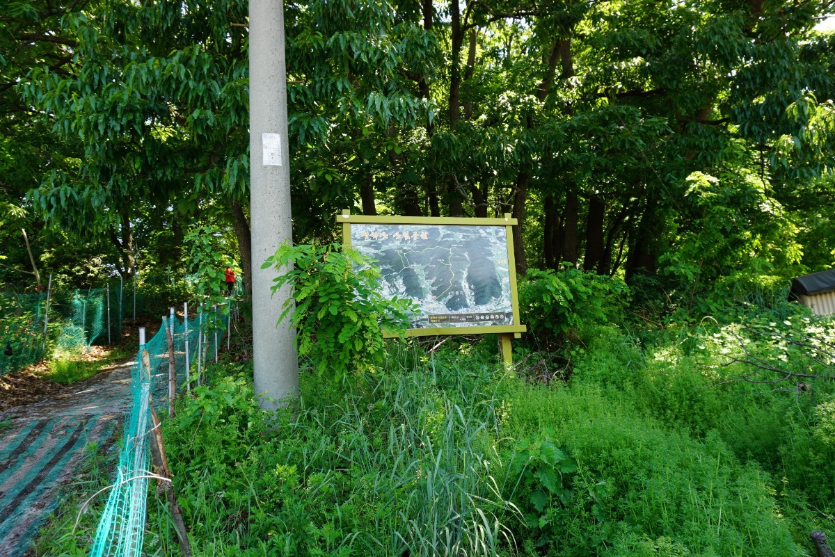 명학산 산림공원 안내판 옆 등성이로 가는 길